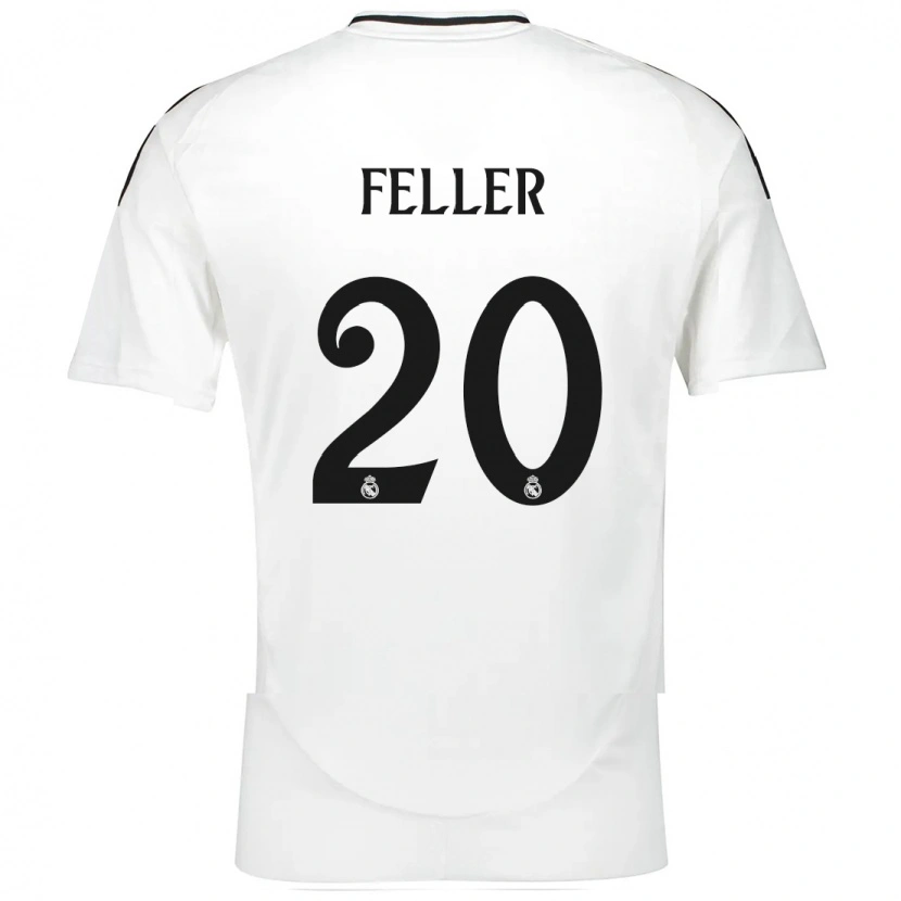 Danxen Uomo Maglia Naomie Feller #20 Bianco Kit Gara Home 2024/25 Maglietta