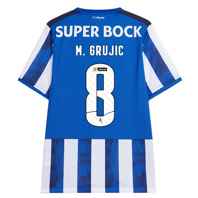 Danxen Uomo Maglia Marko Grujic #8 Blu Bianco Kit Gara Home 2024/25 Maglietta