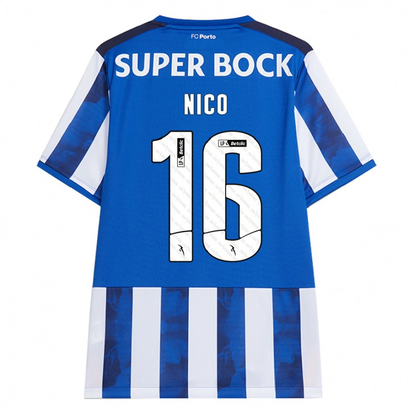 Danxen Uomo Maglia Nico González #16 Blu Bianco Kit Gara Home 2024/25 Maglietta
