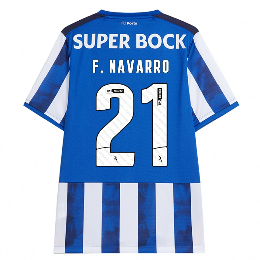 Danxen Uomo Maglia Fran Navarro #21 Blu Bianco Kit Gara Home 2024/25 Maglietta