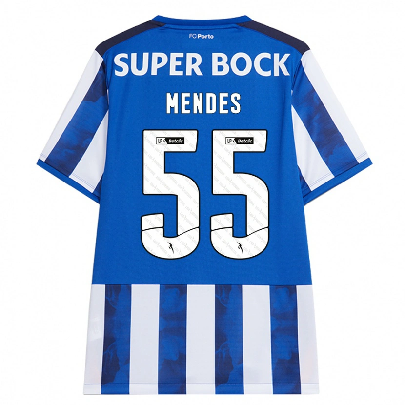 Danxen Uomo Maglia João Mendes #55 Blu Bianco Kit Gara Home 2024/25 Maglietta