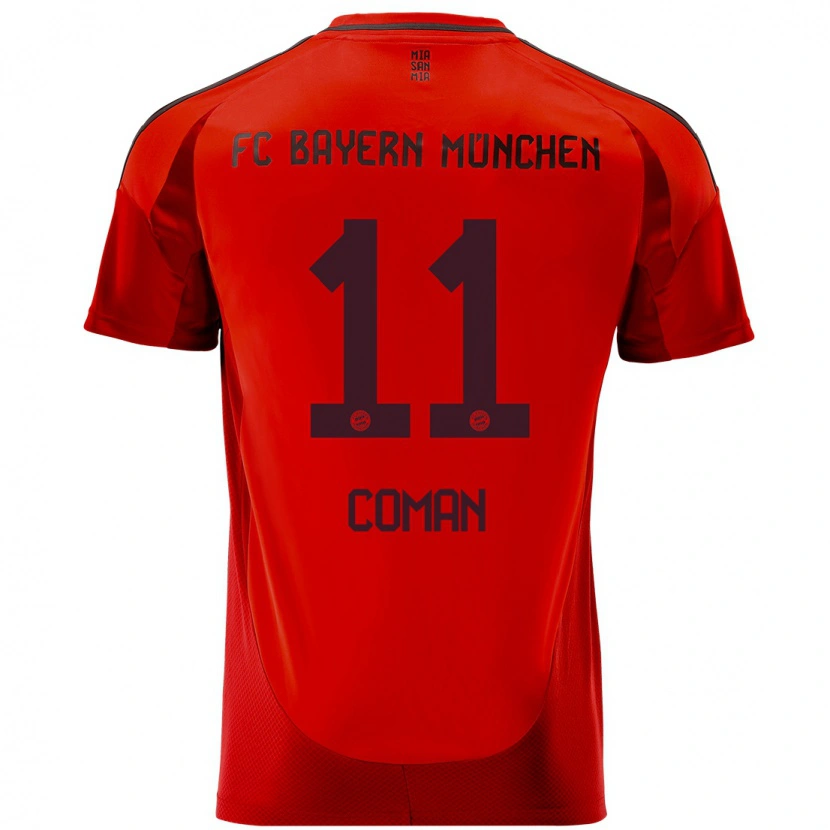 Danxen Uomo Maglia Kingsley Coman #11 Rosso Kit Gara Home 2024/25 Maglietta