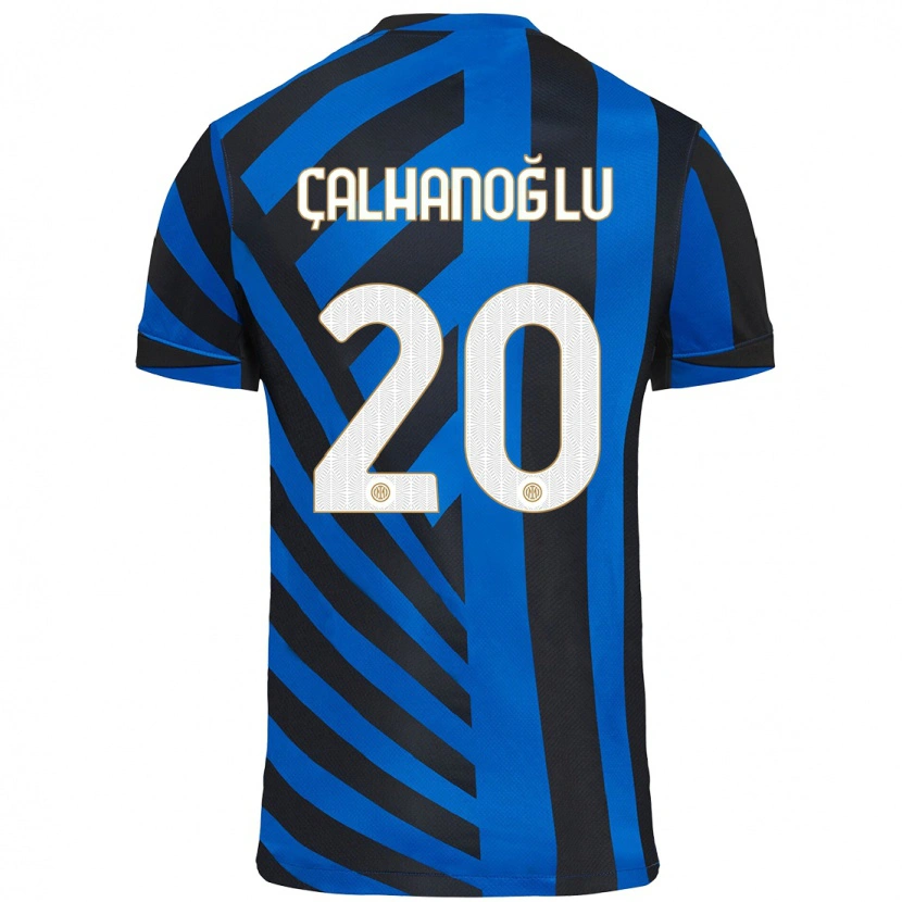 Danxen Uomo Maglia Hakan Çalhanoğlu #20 Blu Nero Kit Gara Home 2024/25 Maglietta