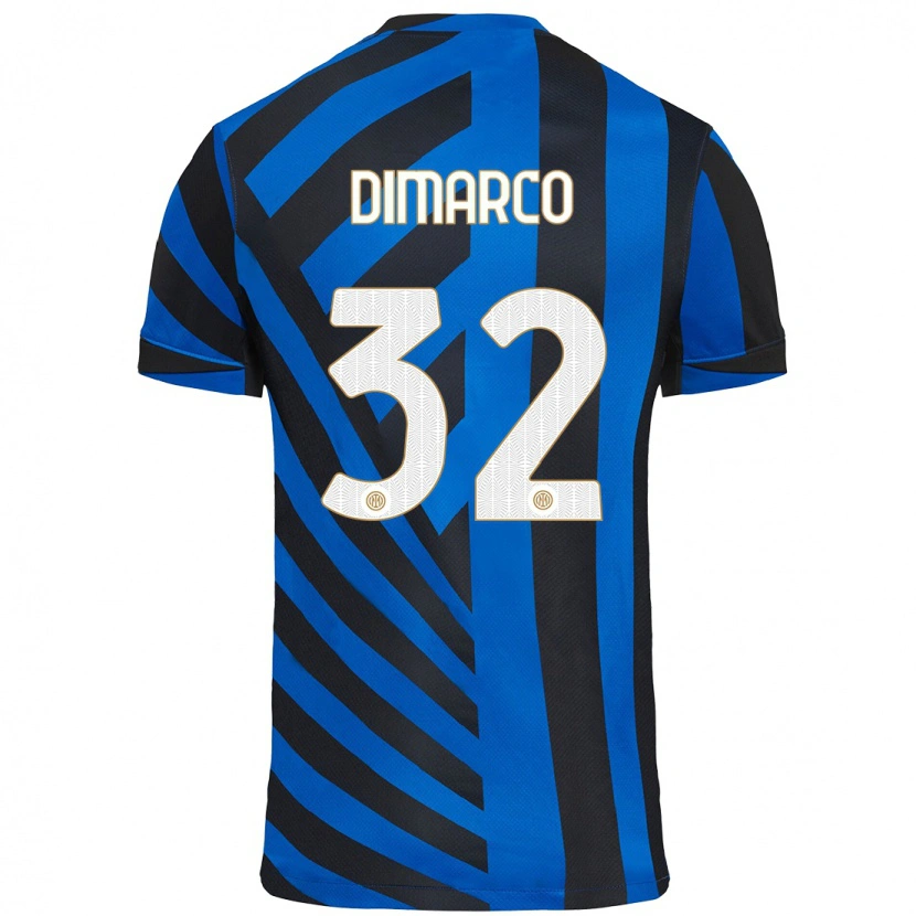 Danxen Uomo Maglia Federico Dimarco #32 Blu Nero Kit Gara Home 2024/25 Maglietta