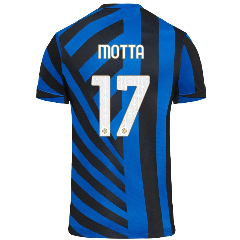 Danxen Uomo Maglia Matteo Motta #17 Blu Nero Kit Gara Home 2024/25 Maglietta