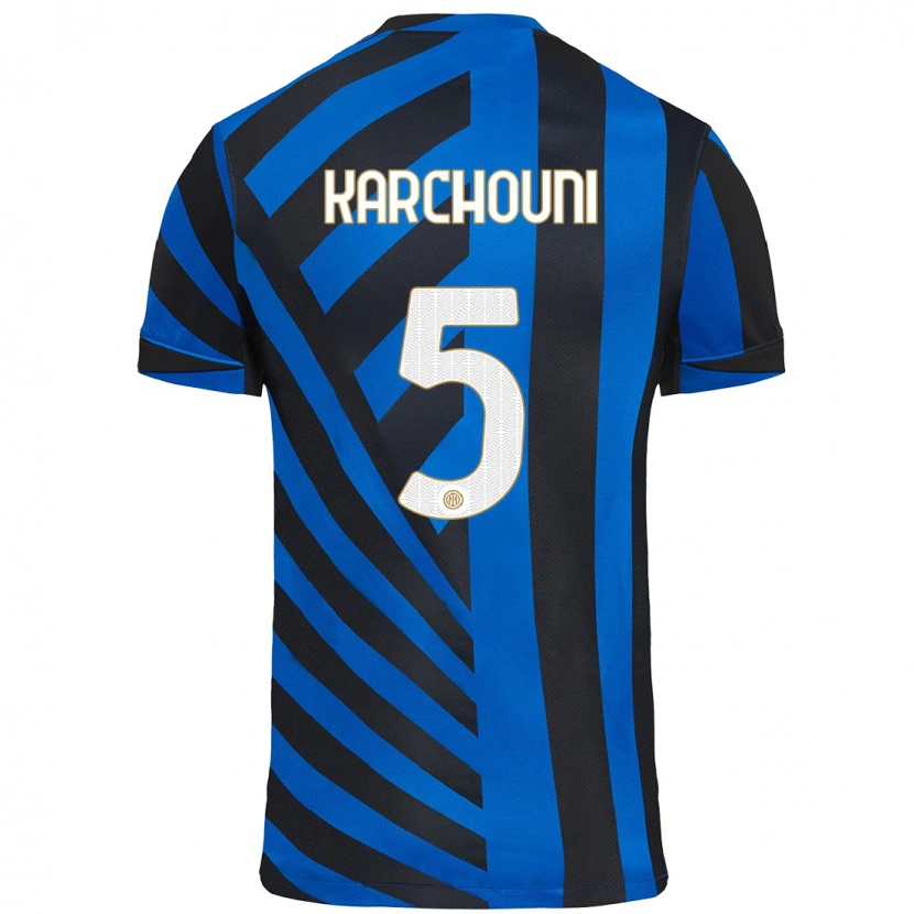 Danxen Uomo Maglia Ghoutia Karchouni #5 Blu Nero Kit Gara Home 2024/25 Maglietta