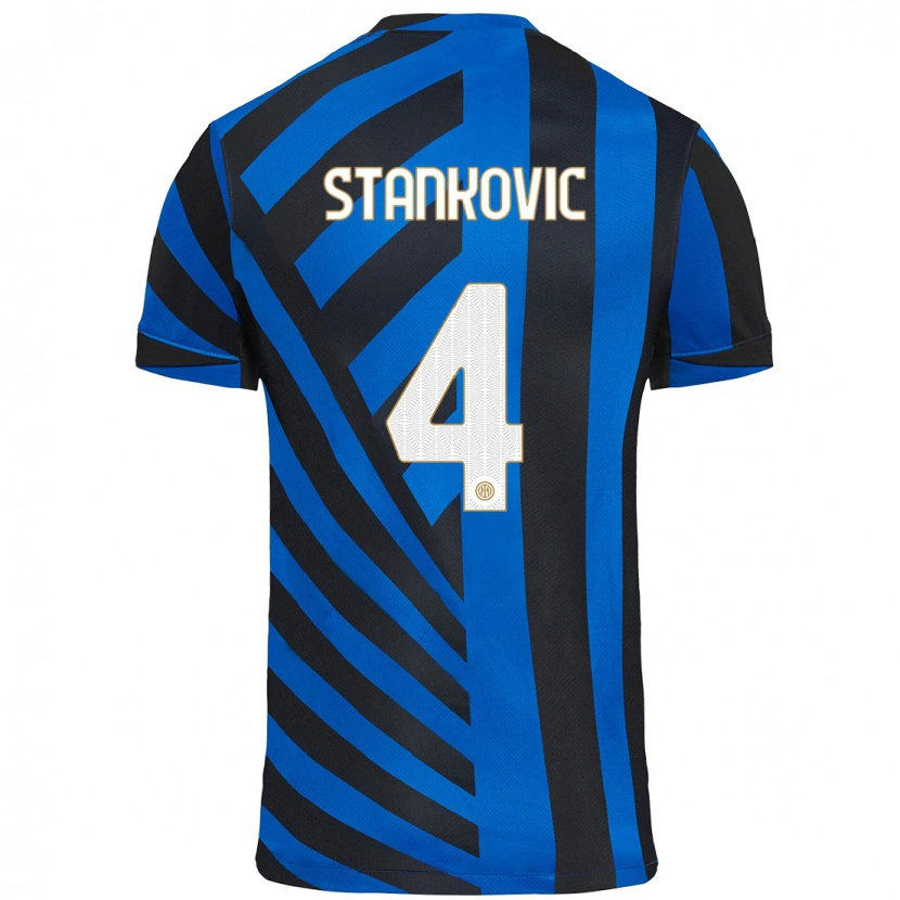 Danxen Uomo Maglia Aleksandar Stankovic #4 Blu Nero Kit Gara Home 2024/25 Maglietta