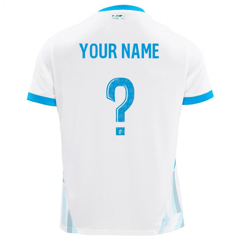 Danxen Uomo Maglia Il Tuo Nome #0 Bianco Azzurro Kit Gara Home 2024/25 Maglietta