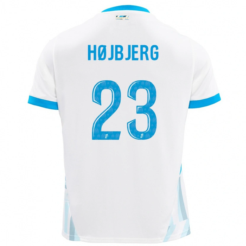 Danxen Uomo Maglia Pierre-Emile Højbjerg #23 Bianco Azzurro Kit Gara Home 2024/25 Maglietta