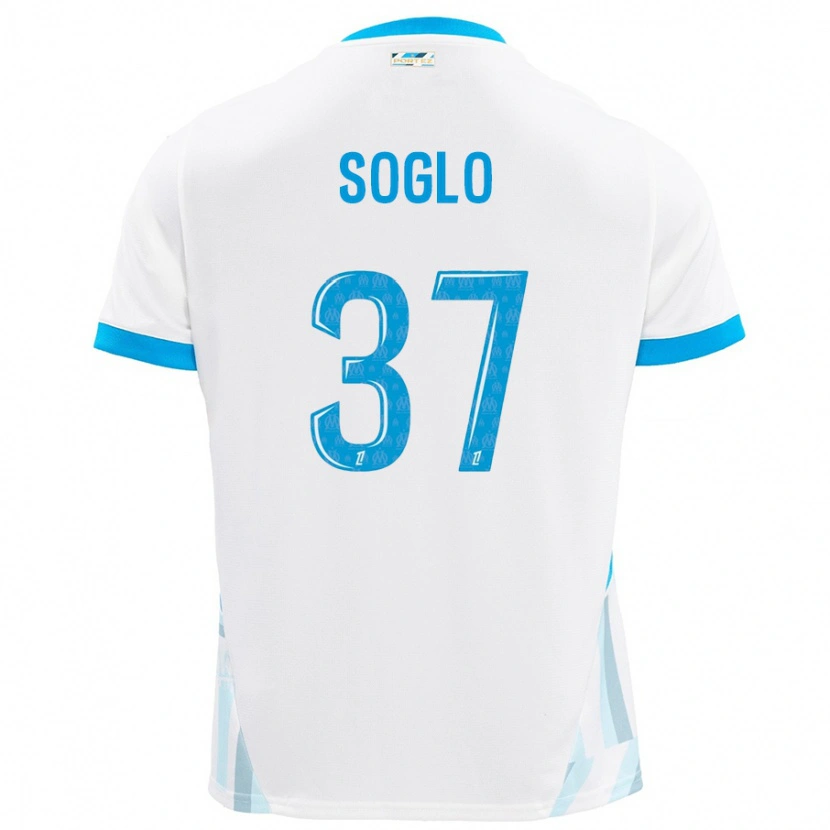Danxen Uomo Maglia Emran Soglo #37 Bianco Azzurro Kit Gara Home 2024/25 Maglietta