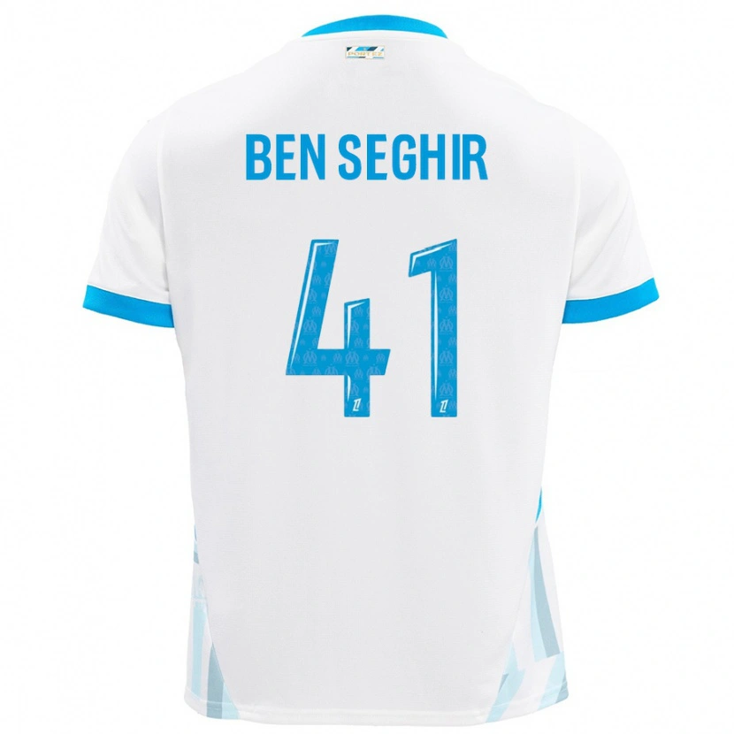 Danxen Uomo Maglia Salim Ben Seghir #41 Bianco Azzurro Kit Gara Home 2024/25 Maglietta