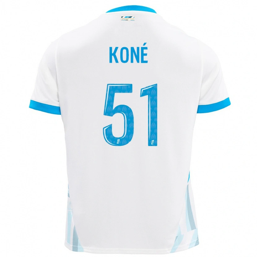 Danxen Uomo Maglia Ismaël Koné #51 Bianco Azzurro Kit Gara Home 2024/25 Maglietta