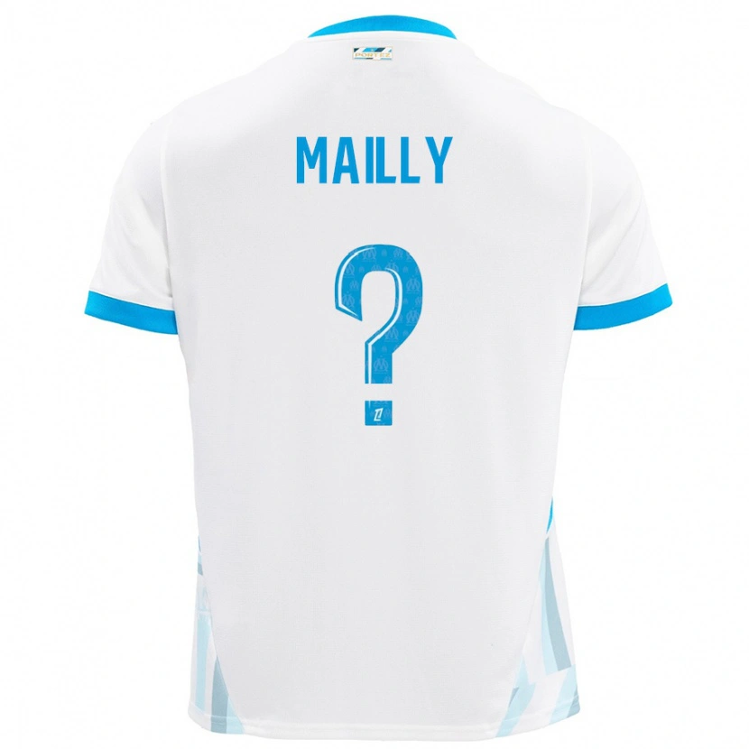 Danxen Uomo Maglia Evan Mailly #0 Bianco Azzurro Kit Gara Home 2024/25 Maglietta
