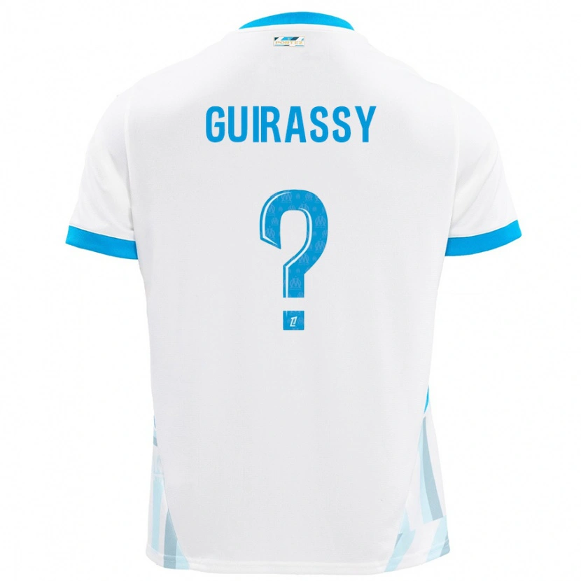 Danxen Uomo Maglia Moctar Guirassy #0 Bianco Azzurro Kit Gara Home 2024/25 Maglietta