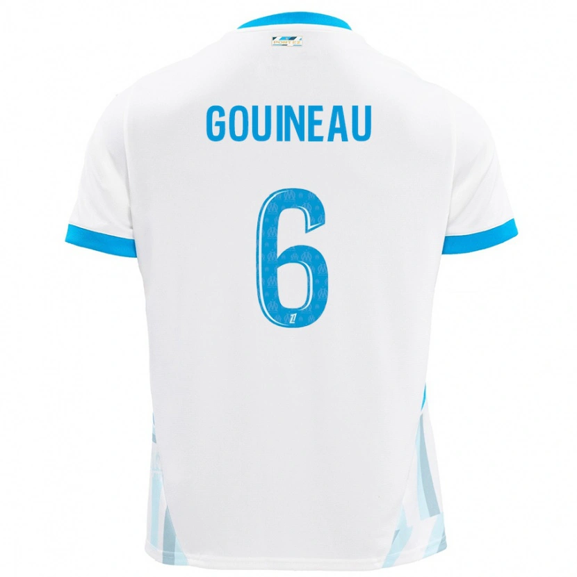 Danxen Uomo Maglia Coline Gouineau #6 Bianco Azzurro Kit Gara Home 2024/25 Maglietta