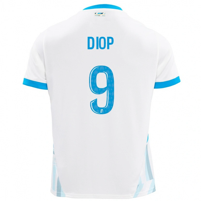 Danxen Uomo Maglia Mama Diop #9 Bianco Azzurro Kit Gara Home 2024/25 Maglietta