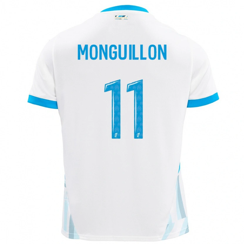 Danxen Uomo Maglia Coralie Monguillon #11 Bianco Azzurro Kit Gara Home 2024/25 Maglietta