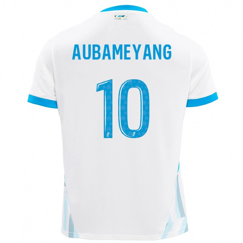 Danxen Uomo Maglia Pierre-Emerick Aubameyang #10 Bianco Azzurro Kit Gara Home 2024/25 Maglietta