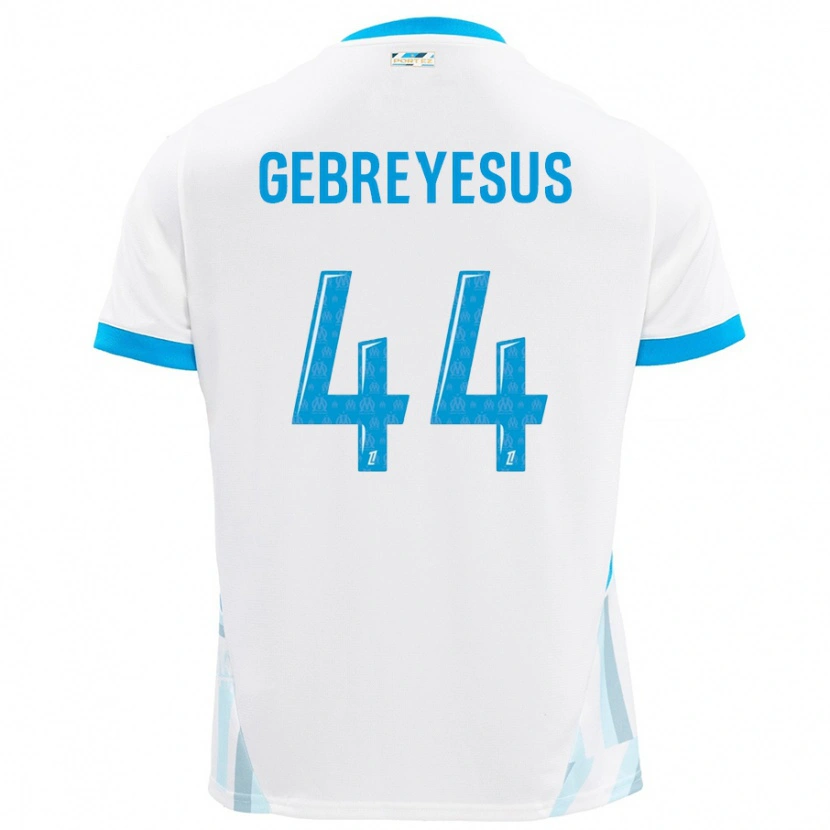 Danxen Uomo Maglia Esey Gebreyesus #44 Bianco Azzurro Kit Gara Home 2024/25 Maglietta