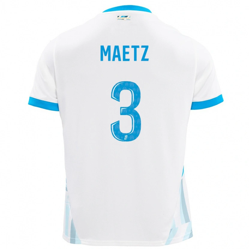 Danxen Uomo Maglia Agathe Maetz #3 Bianco Azzurro Kit Gara Home 2024/25 Maglietta