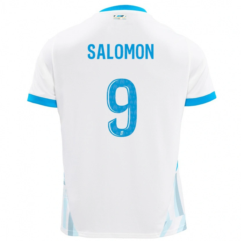Danxen Uomo Maglia Maeva Salomon #9 Bianco Azzurro Kit Gara Home 2024/25 Maglietta