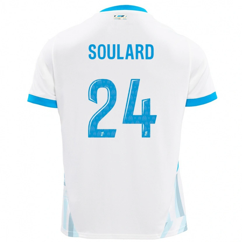 Danxen Uomo Maglia Amandine Soulard #24 Bianco Azzurro Kit Gara Home 2024/25 Maglietta