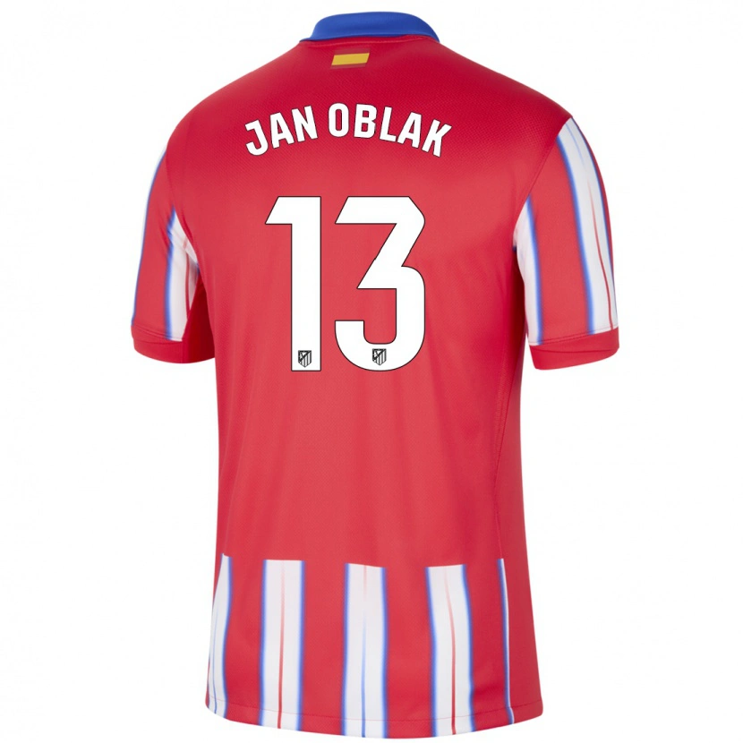 Danxen Uomo Maglia Jan Oblak #13 Rosso Bianco Blu Kit Gara Home 2024/25 Maglietta