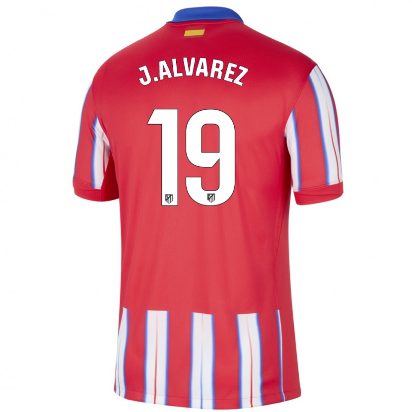 Danxen Uomo Maglia Julián Alvarez #19 Rosso Bianco Blu Kit Gara Home 2024/25 Maglietta