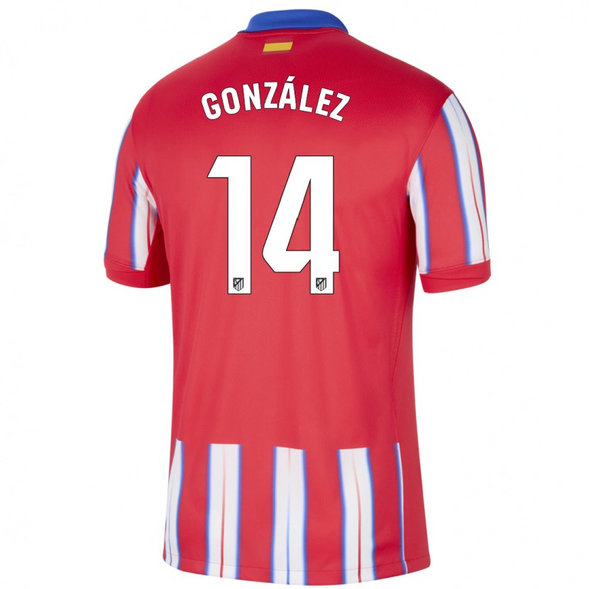 Danxen Uomo Maglia Joaquín González #14 Rosso Bianco Blu Kit Gara Home 2024/25 Maglietta