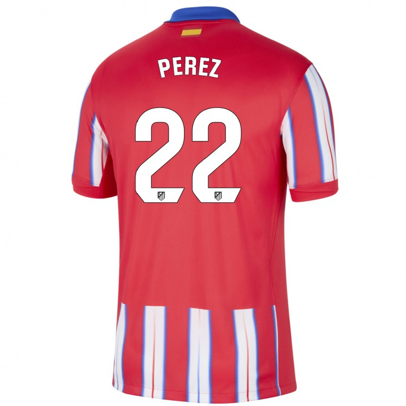 Danxen Uomo Maglia Pablo Pérez #22 Rosso Bianco Blu Kit Gara Home 2024/25 Maglietta