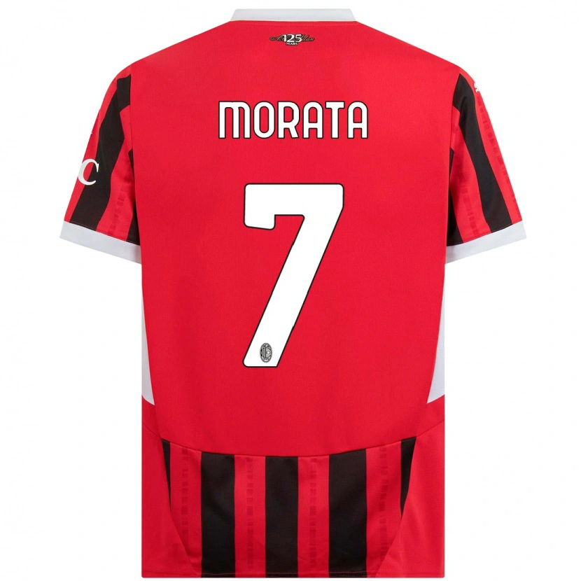 Danxen Uomo Maglia Álvaro Morata #7 Rosso Nero Kit Gara Home 2024/25 Maglietta
