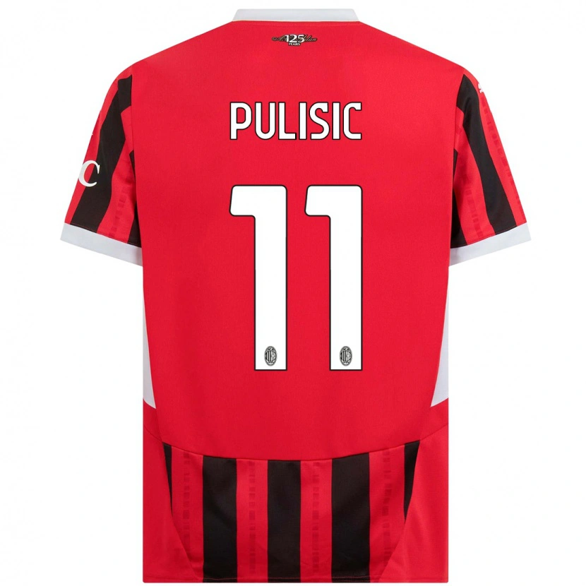 Danxen Uomo Maglia Christian Pulisic #11 Rosso Nero Kit Gara Home 2024/25 Maglietta