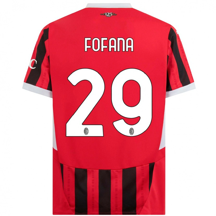 Danxen Uomo Maglia Youssouf Fofana #29 Rosso Nero Kit Gara Home 2024/25 Maglietta