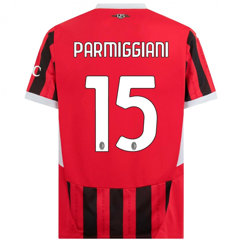 Danxen Uomo Maglia Pietro Parmiggiani #15 Rosso Nero Kit Gara Home 2024/25 Maglietta