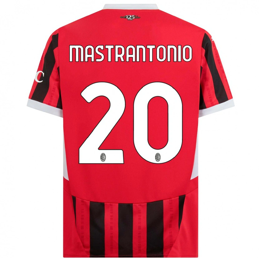Danxen Uomo Maglia Davide Mastrantonio #20 Rosso Nero Kit Gara Home 2024/25 Maglietta