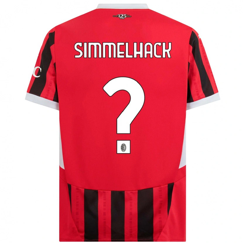 Danxen Uomo Maglia Alexander Simmelhack #0 Rosso Nero Kit Gara Home 2024/25 Maglietta