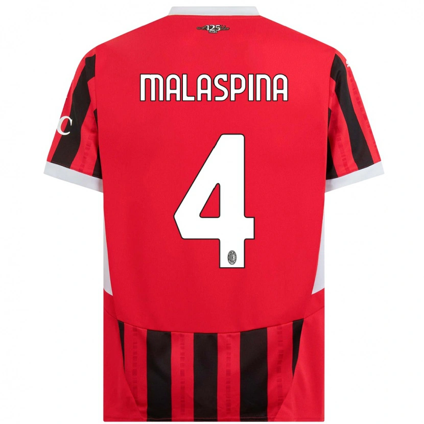 Danxen Uomo Maglia Mattia Malaspina #4 Rosso Nero Kit Gara Home 2024/25 Maglietta