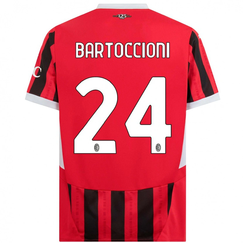 Danxen Uomo Maglia Andrea Bartoccioni #24 Rosso Nero Kit Gara Home 2024/25 Maglietta