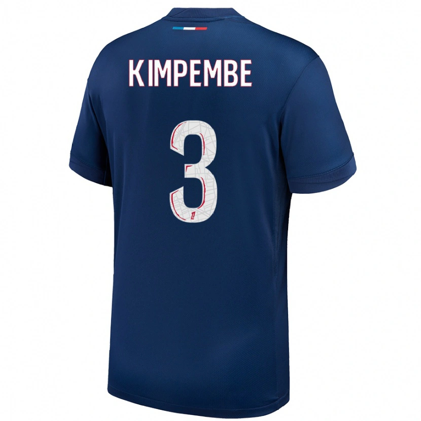 Danxen Uomo Maglia Presnel Kimpembe #3 Blu Navy Bianco Kit Gara Home 2024/25 Maglietta