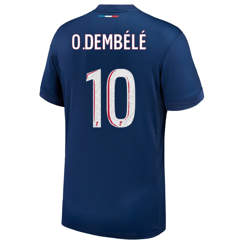 Danxen Uomo Maglia Ousmane Dembélé #10 Blu Navy Bianco Kit Gara Home 2024/25 Maglietta