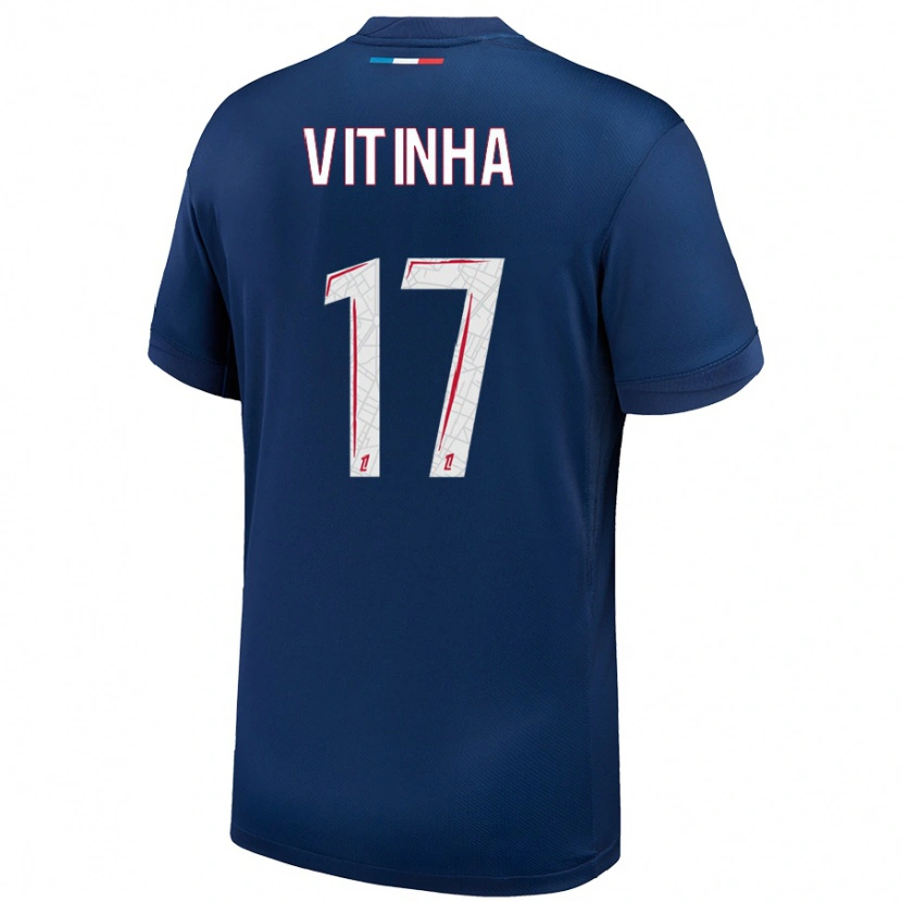Danxen Uomo Maglia Vitinha #17 Blu Navy Bianco Kit Gara Home 2024/25 Maglietta
