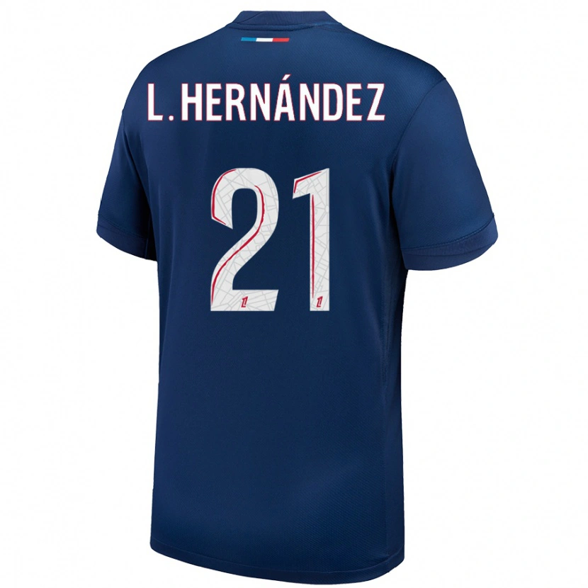 Danxen Uomo Maglia Lucas Hernández #21 Blu Navy Bianco Kit Gara Home 2024/25 Maglietta