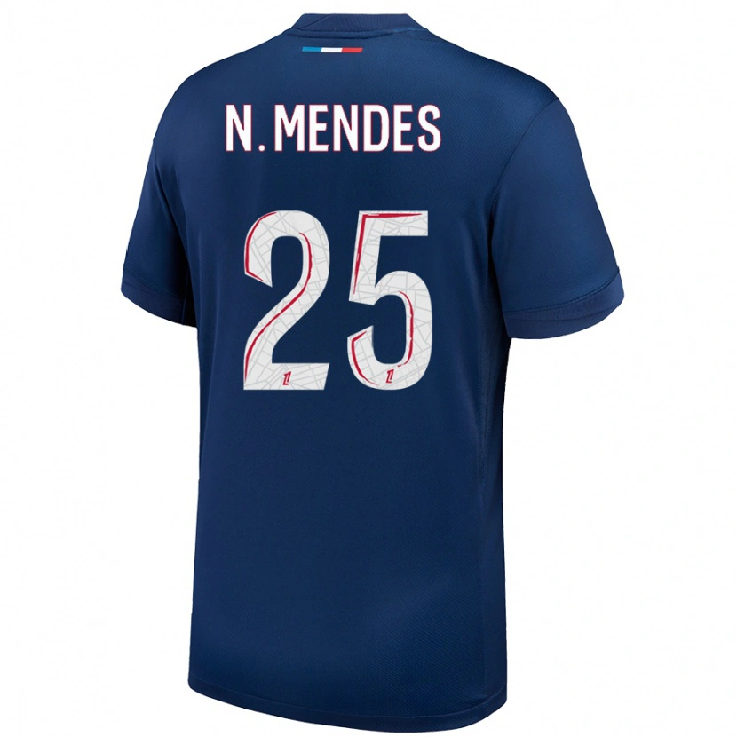 Danxen Uomo Maglia Nuno Mendes #25 Blu Navy Bianco Kit Gara Home 2024/25 Maglietta