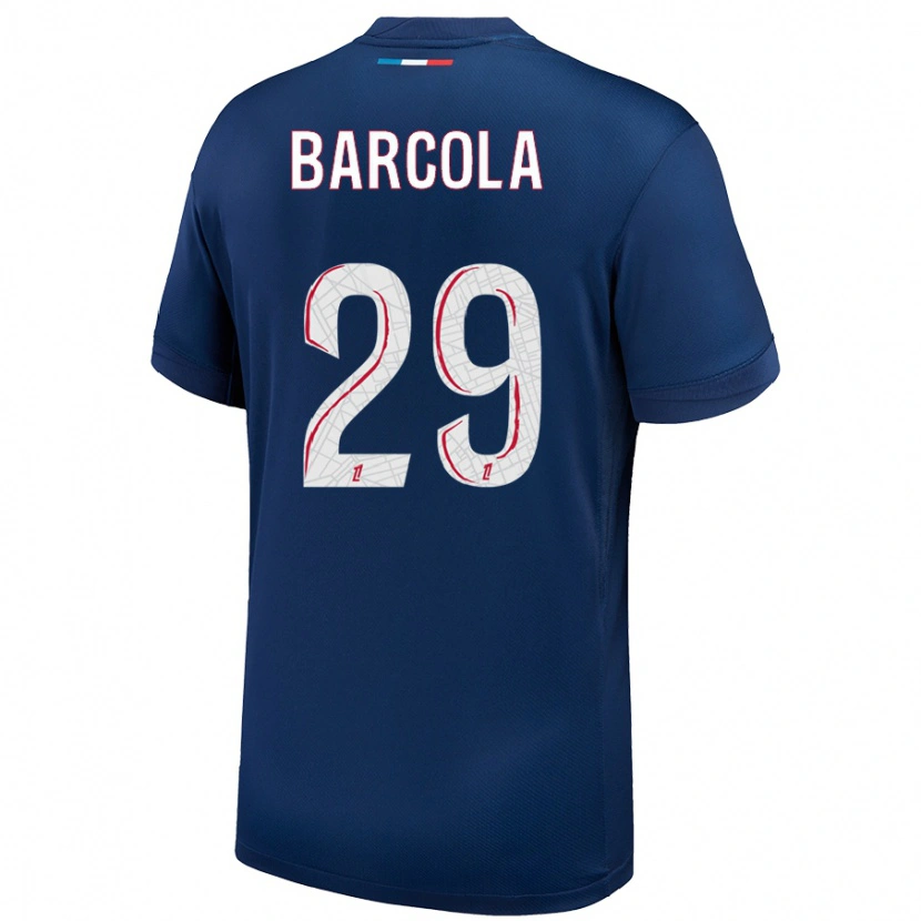 Danxen Uomo Maglia Bradley Barcola #29 Blu Navy Bianco Kit Gara Home 2024/25 Maglietta