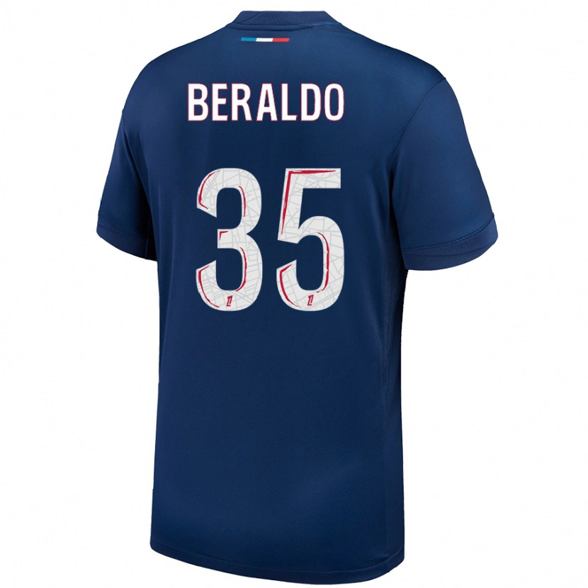 Danxen Uomo Maglia Lucas Beraldo #35 Blu Navy Bianco Kit Gara Home 2024/25 Maglietta