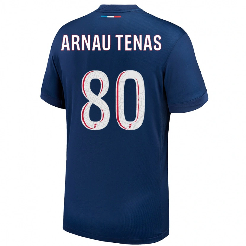 Danxen Uomo Maglia Arnau Tenas #80 Blu Navy Bianco Kit Gara Home 2024/25 Maglietta