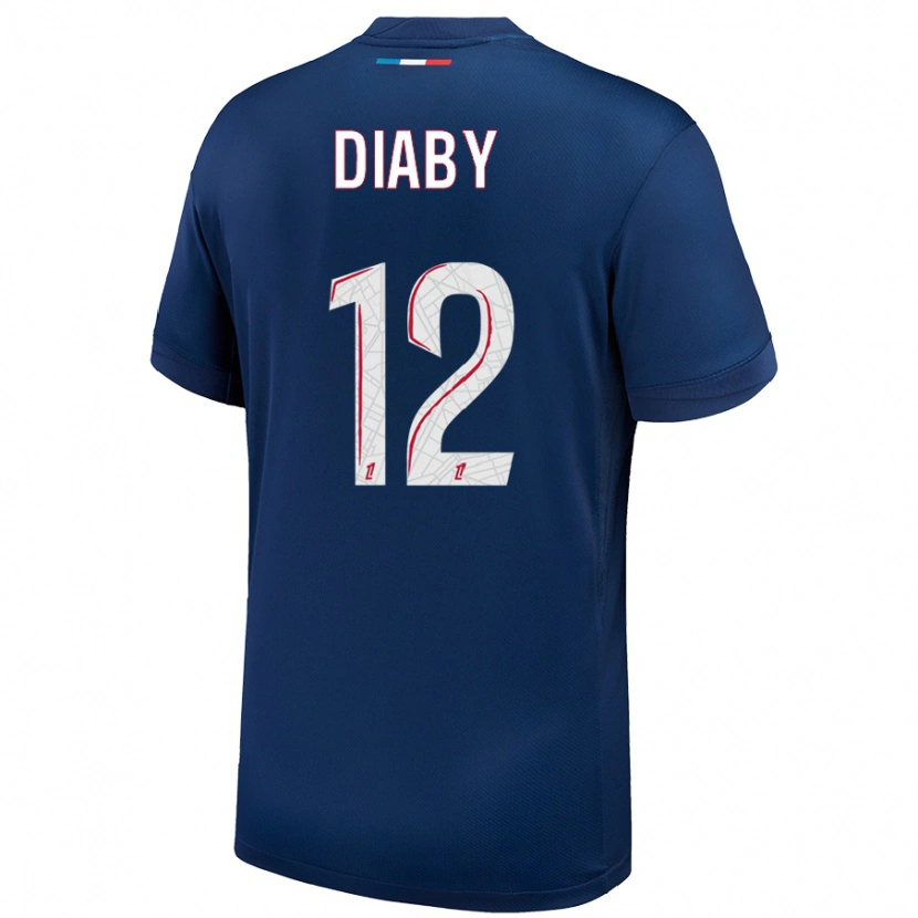 Danxen Uomo Maglia Ibrahima Diaby #12 Blu Navy Bianco Kit Gara Home 2024/25 Maglietta