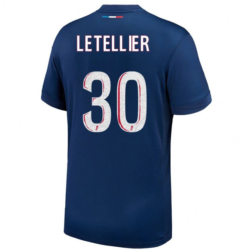 Danxen Uomo Maglia Alexandre Letellier #30 Blu Navy Bianco Kit Gara Home 2024/25 Maglietta