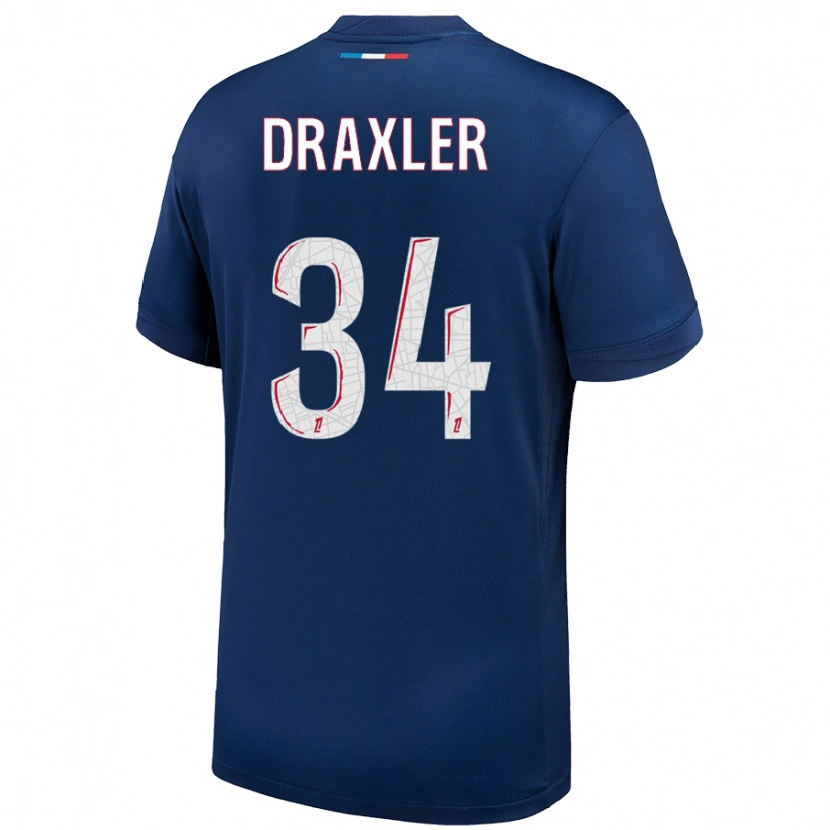 Danxen Uomo Maglia Julian Draxler #34 Blu Navy Bianco Kit Gara Home 2024/25 Maglietta