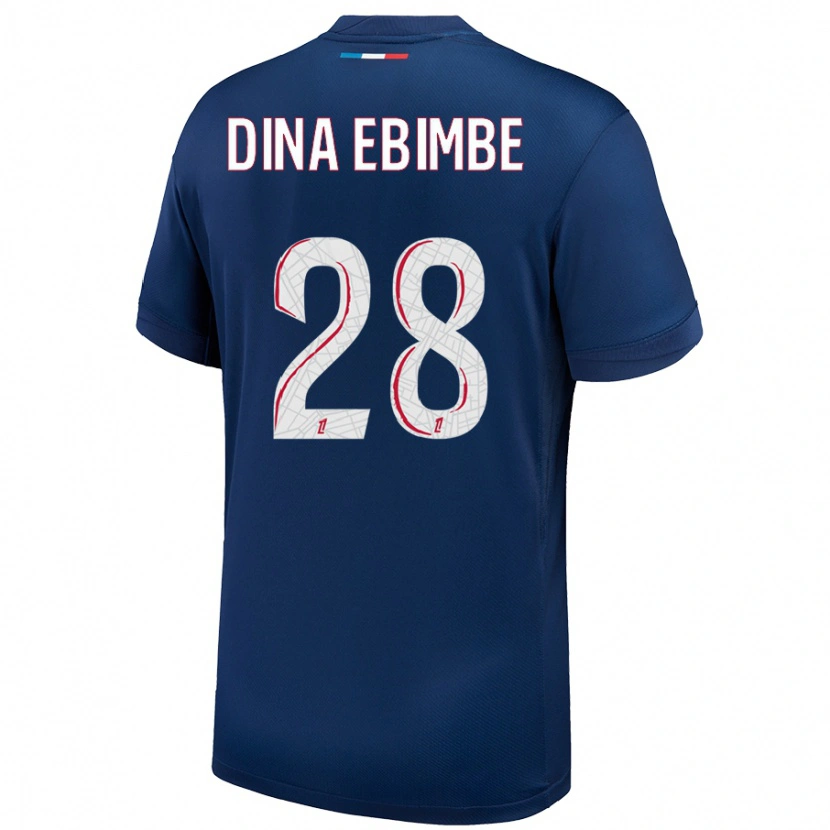 Danxen Uomo Maglia Eric Junior Dina Ebimbe #28 Blu Navy Bianco Kit Gara Home 2024/25 Maglietta